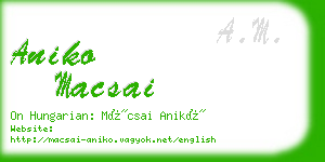 aniko macsai business card